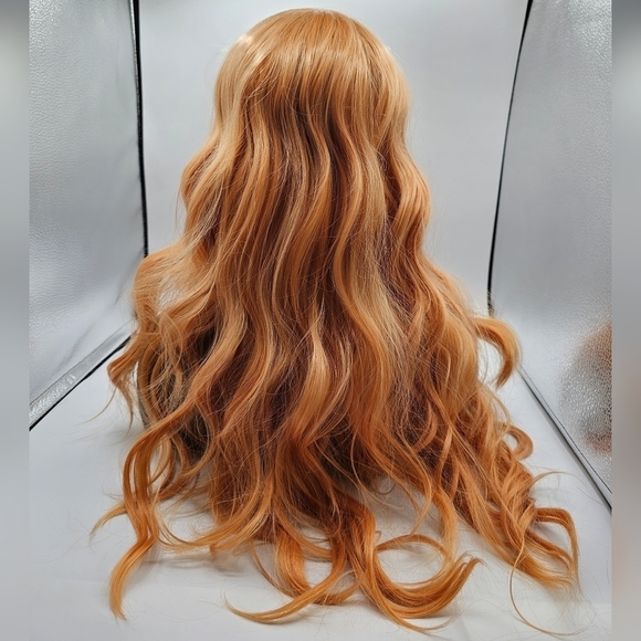 Uniwigs Creamsicle Dream Soft Peach Long Wavy w/ Bangs Synthetic Wig - Picture 5 of 8